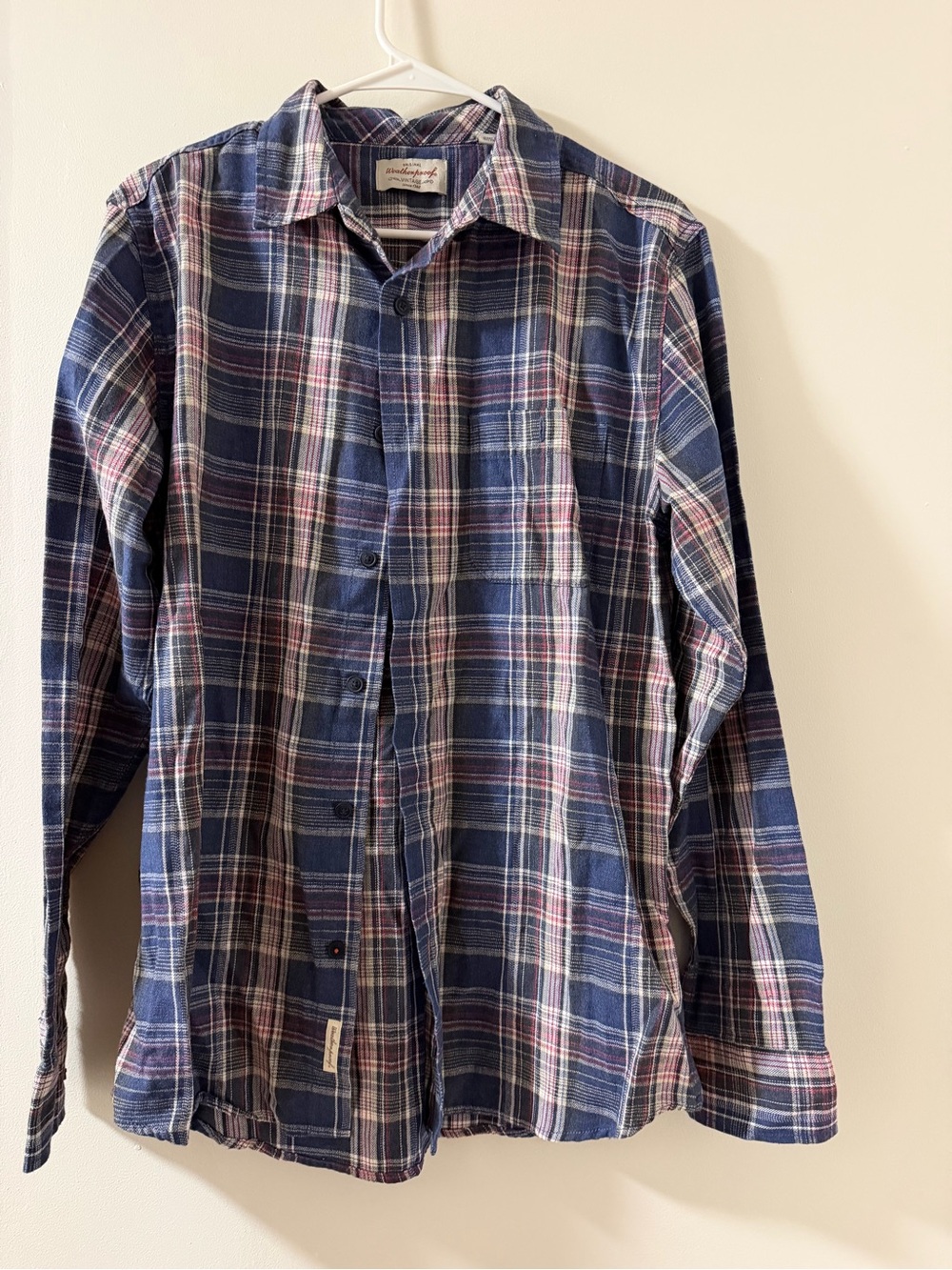 Weatherproof Vintage Button Down Mens M Blue Like New Plaid Long Sleeve Shirt